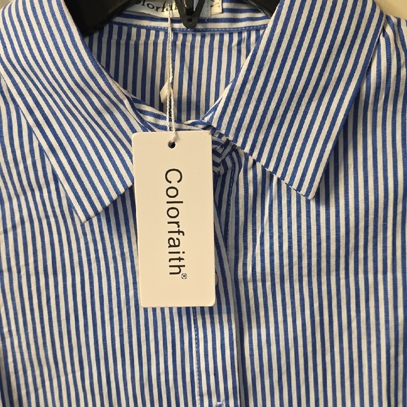 Blue Striped Women's Dress - Picture 2 of 2